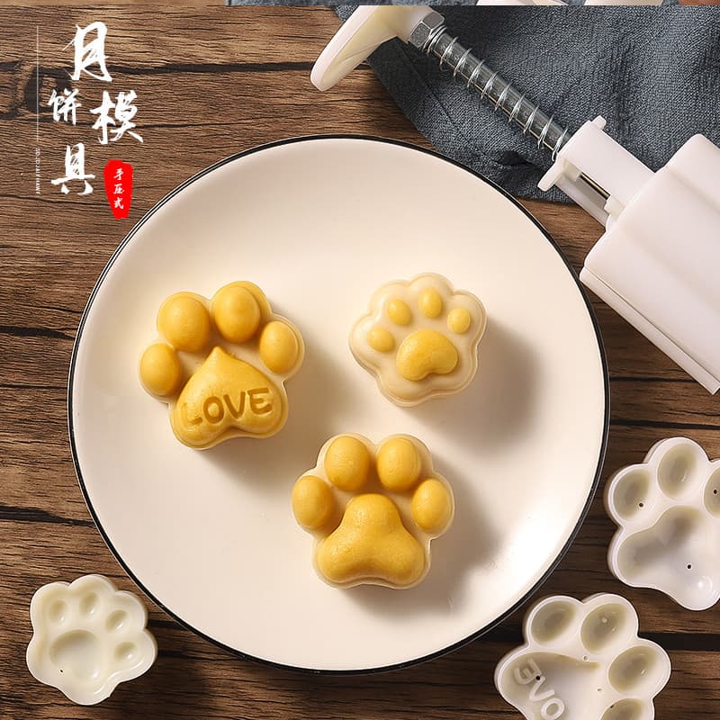 Bonito gato garra 30g Mooncake molde Mid-Autumn Festival doméstico mão-pressionado modelo molde Mung feijão bolo gelo pe