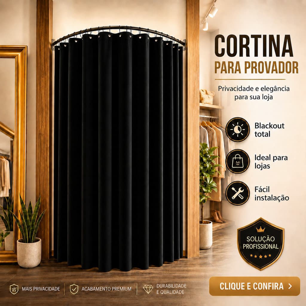 Cortina Para Provador Tecido Premium 2.80mx2.10m Blackout Loja Privacidade Total Extra Grande