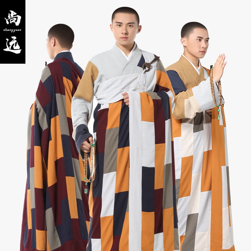 Shangyuan verão Cassocks de seda gelo Baina roupas remendo roupas ancestral roupas monge roupas costura monge roupas