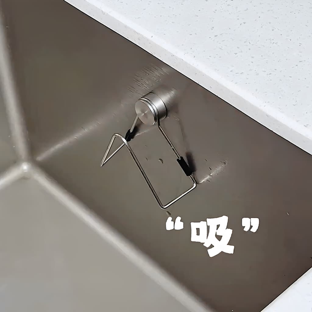 Rack de drenagem de algodão para lavar louça, magnético, aço inoxidável, sem perfuração, pia de cozinha, montagem na par