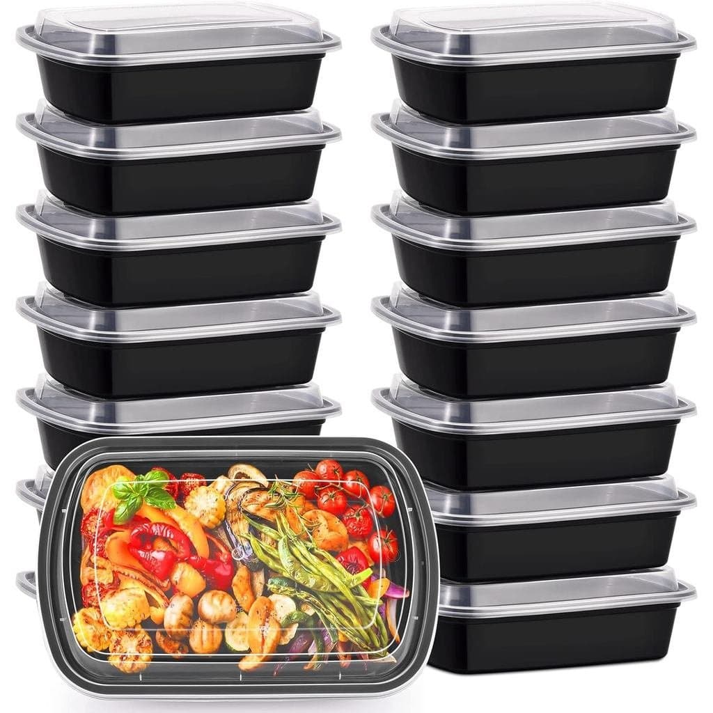 Recipientes para Preparação de Refeições Kitch’nMore de 38oz, Recipientes de Armazenamento de Alimentos Extra Grandes e