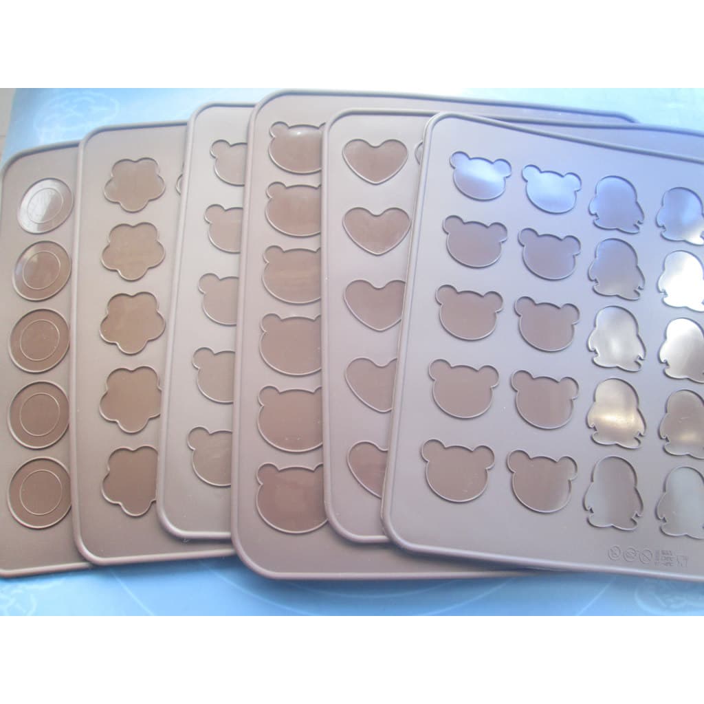 30 macarons esteira de Silicone assadeira esteira redonda urso coração flor de cerejeira macarons resistente a altas tem