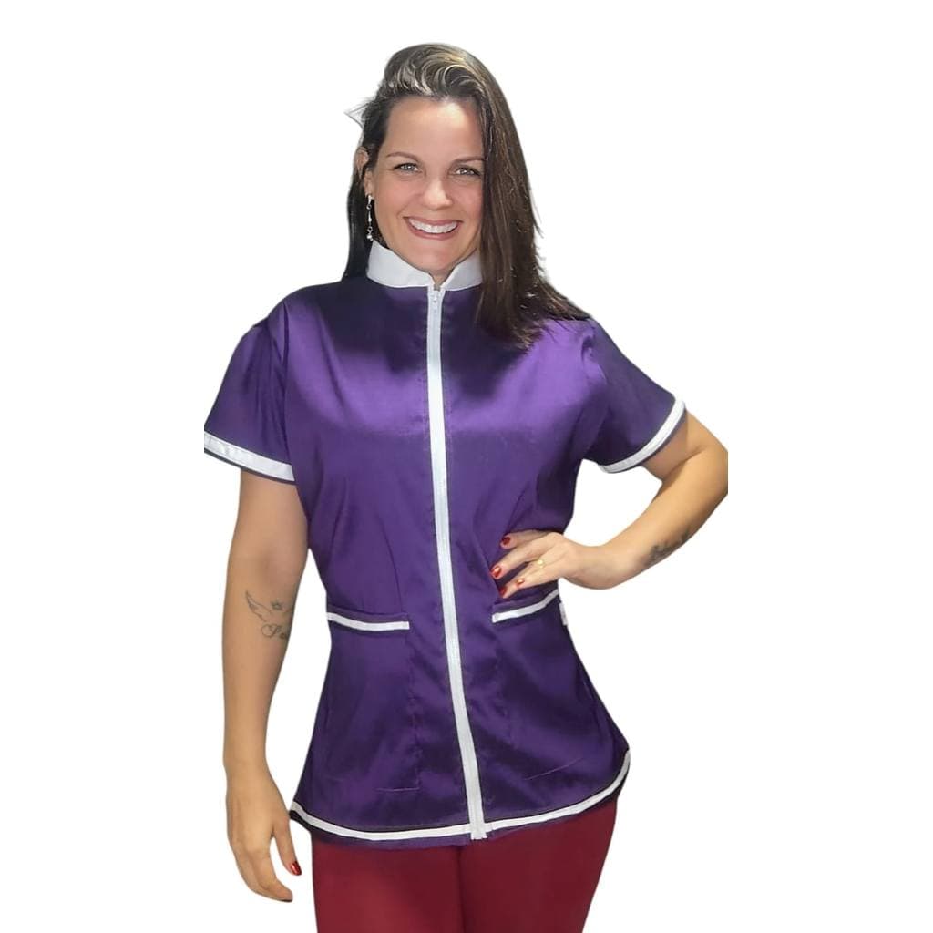 Jaleco banho e tosa anti pelos Violeta com Elastano
