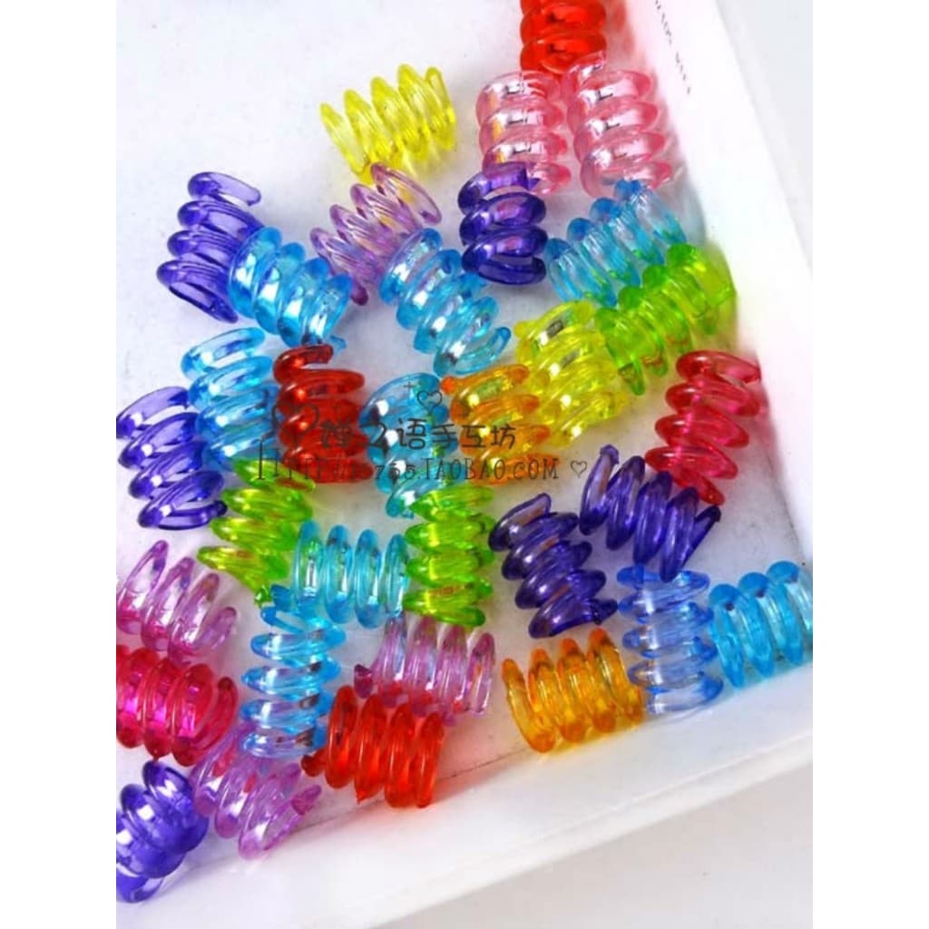 Diy sujo trançado Material espiral em forma de mola grande buraco contas transparentes contas coloridas contas em forma