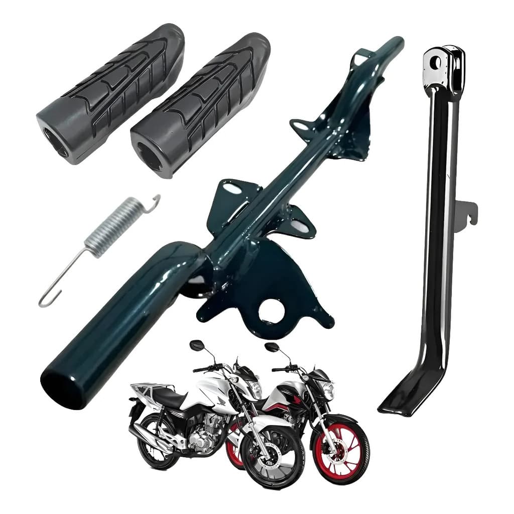 kit Estribo Pedal Apoio  Par Borracha  Cavalete Lateral Honda Titan Fan Start 125 150 160 Pro Tork