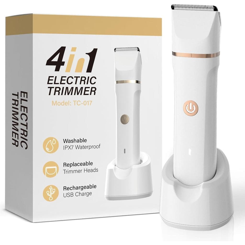 Aparador Elétrico de Biquíni 4 em 1 para Mulheres - Lâminas Elétricas Indolores para Rosto/Corpo/Axilas/Pelo Pubiano, à