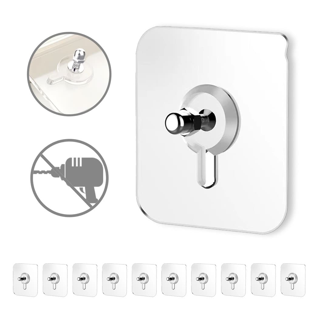 Kit Com 10 Unidades de Gancho de Parede Cabide Auto Adesivo Multiuso