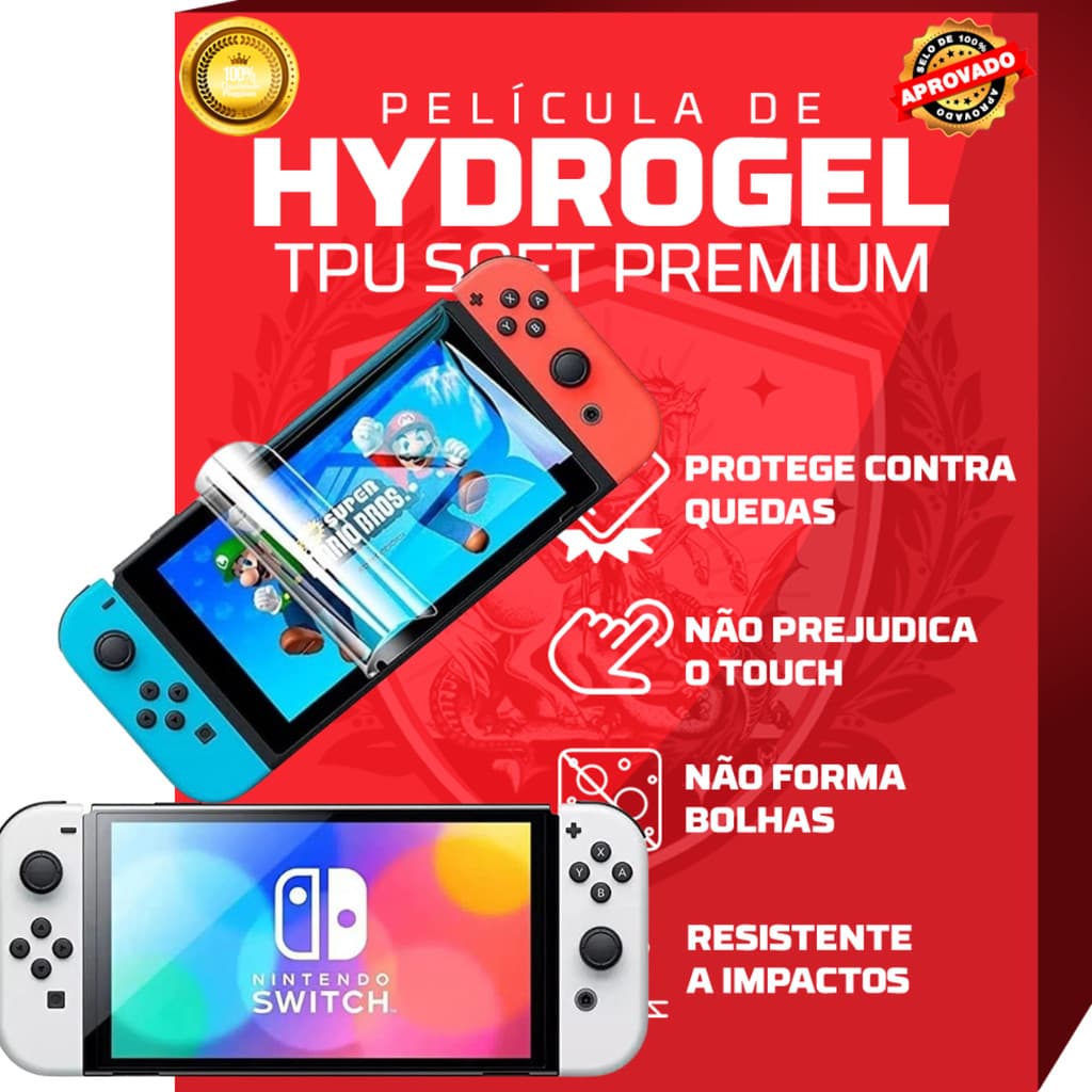 Película Hidrogel Premium Fosca ou Hd p/ Todos Nintendo Switch Oled V2 Game Boy Lite Pro Screen Lite New 3D Small Big