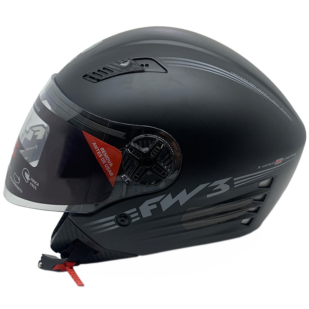 Capacetes Fw3 X Open Up Limited Preto Fosco Aberto Todos Tamanhos 56/58/60