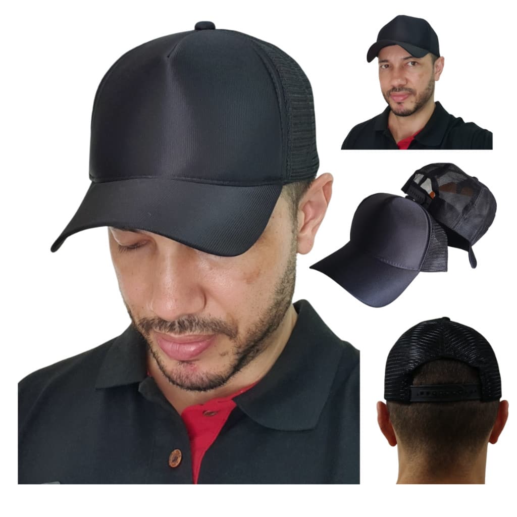 Kit 30 Boné Aba Curva Liso Tela Trucker Loja Personalizar Revenda