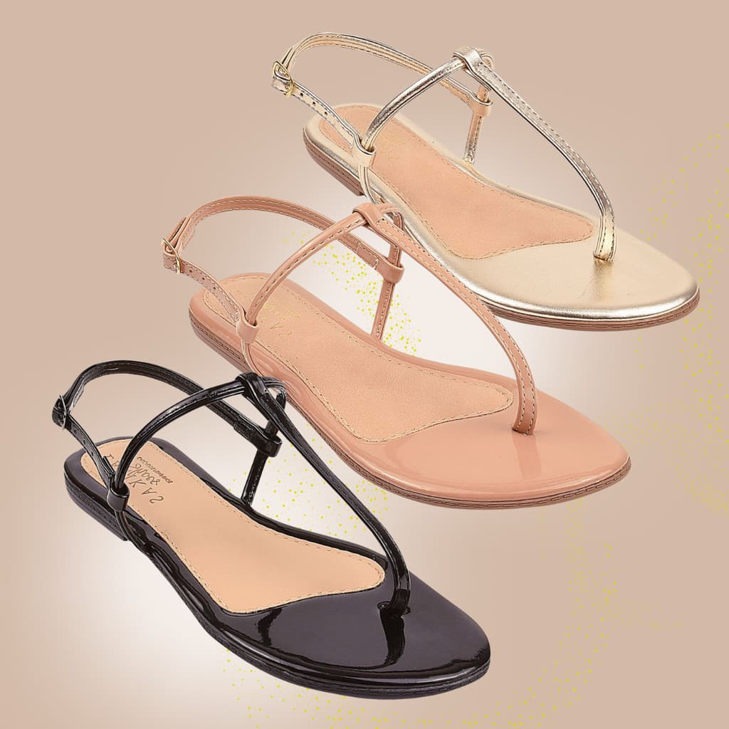 Sandalia Feminina Rasteirinha Kit 3 Pares Fio Basica Dia a dia