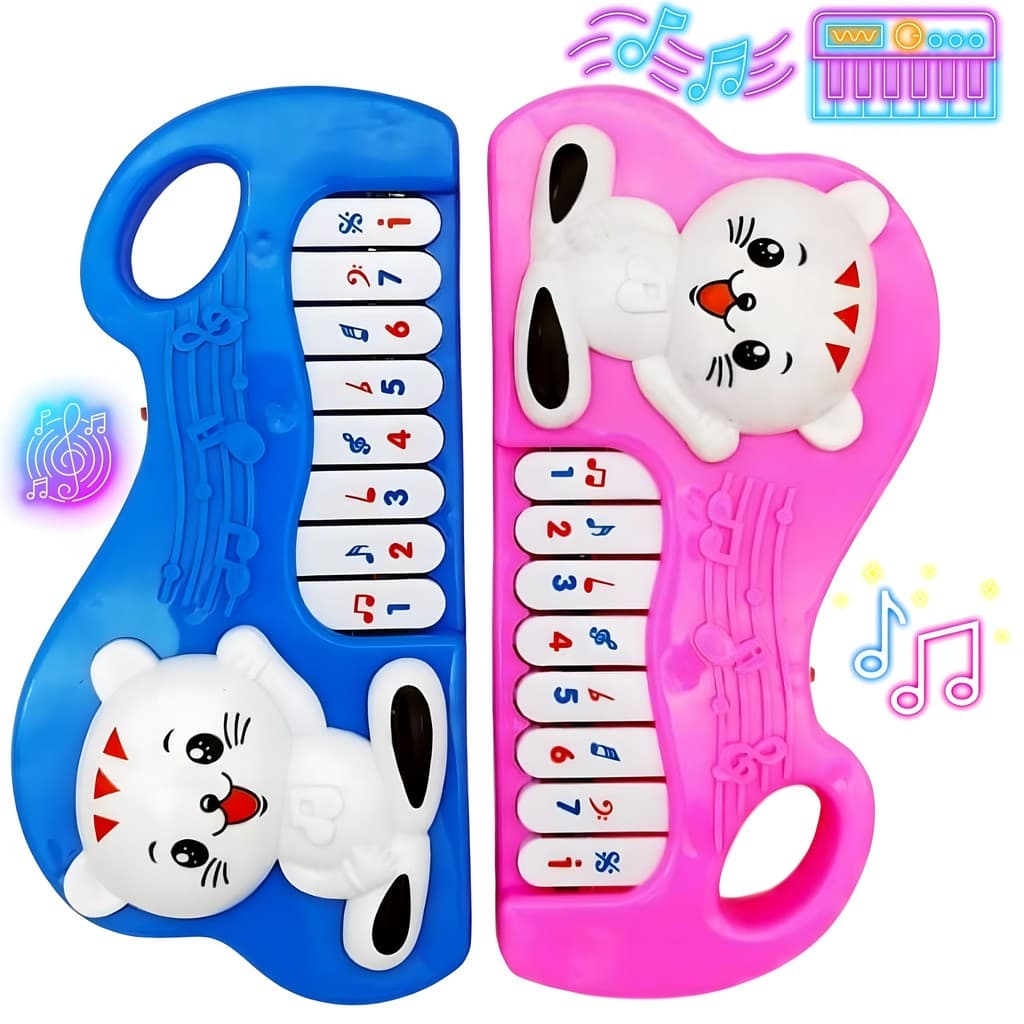 Piano Infantil Teclado Musical Para Criança Bebê Toque E Som Gatinho