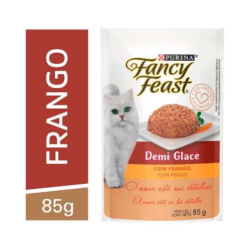 Ração Úmida Fancy Feast Sachê Demi Glace para Gatos Adultos sabor Frango 85g
