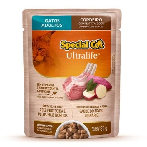 Ração úmida sachê para gatos adultos Special Cat Ultra life cordeiro 85g