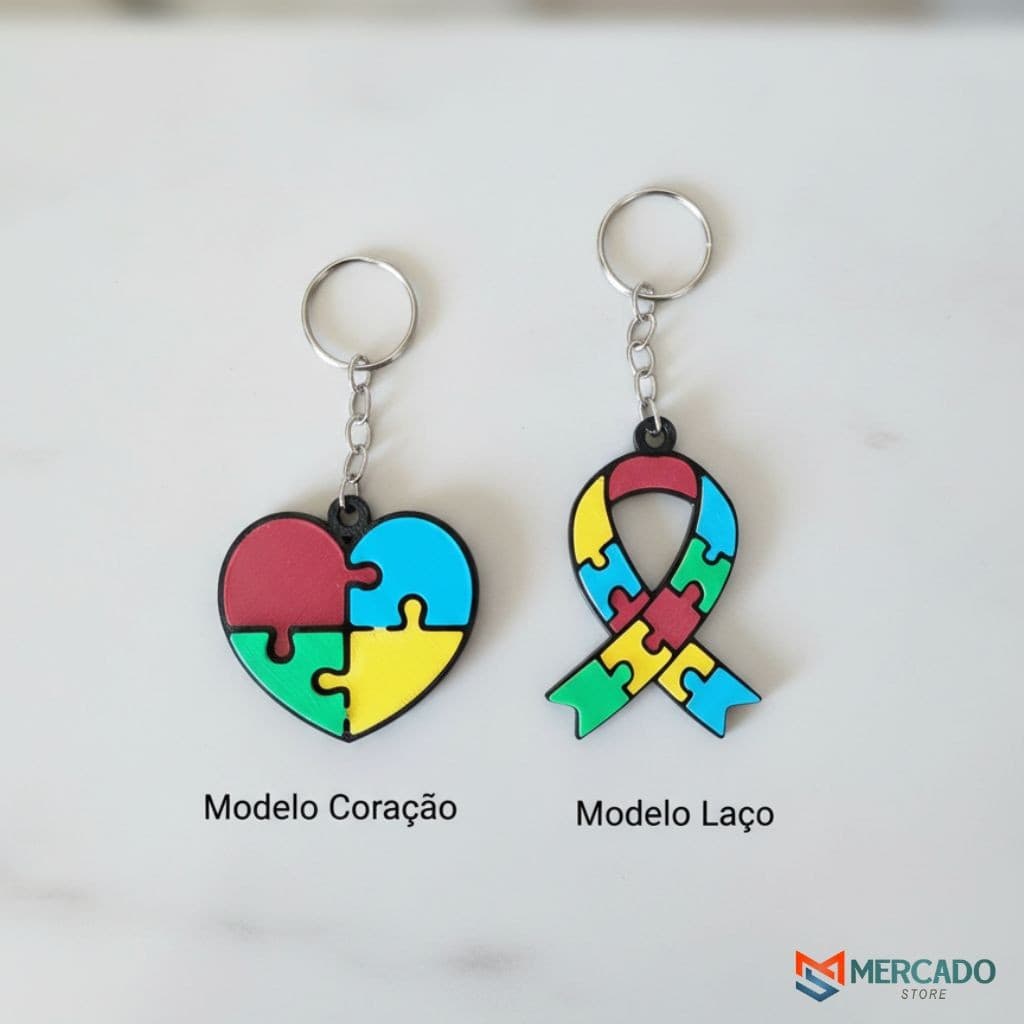 Chaveiro Autismo Símbolo Coração e Laço – Inclusão, Conscientização e Presente Especial
