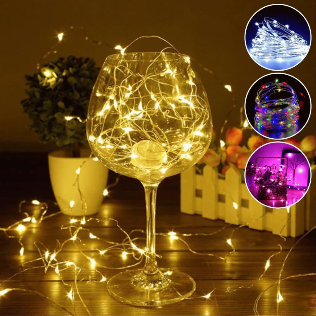 Fio Fada Luminária Cordão Luz Buquê Brilho Festa Pisca Natal Led Decoração Jogo Aniversário