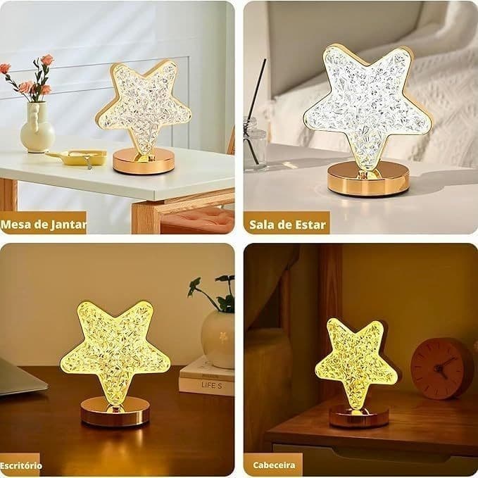 Luminária LED Abajur Recarregável USB Portátil Luz Quente Mista Toque Dimmer Mesa Quarto Decoração
