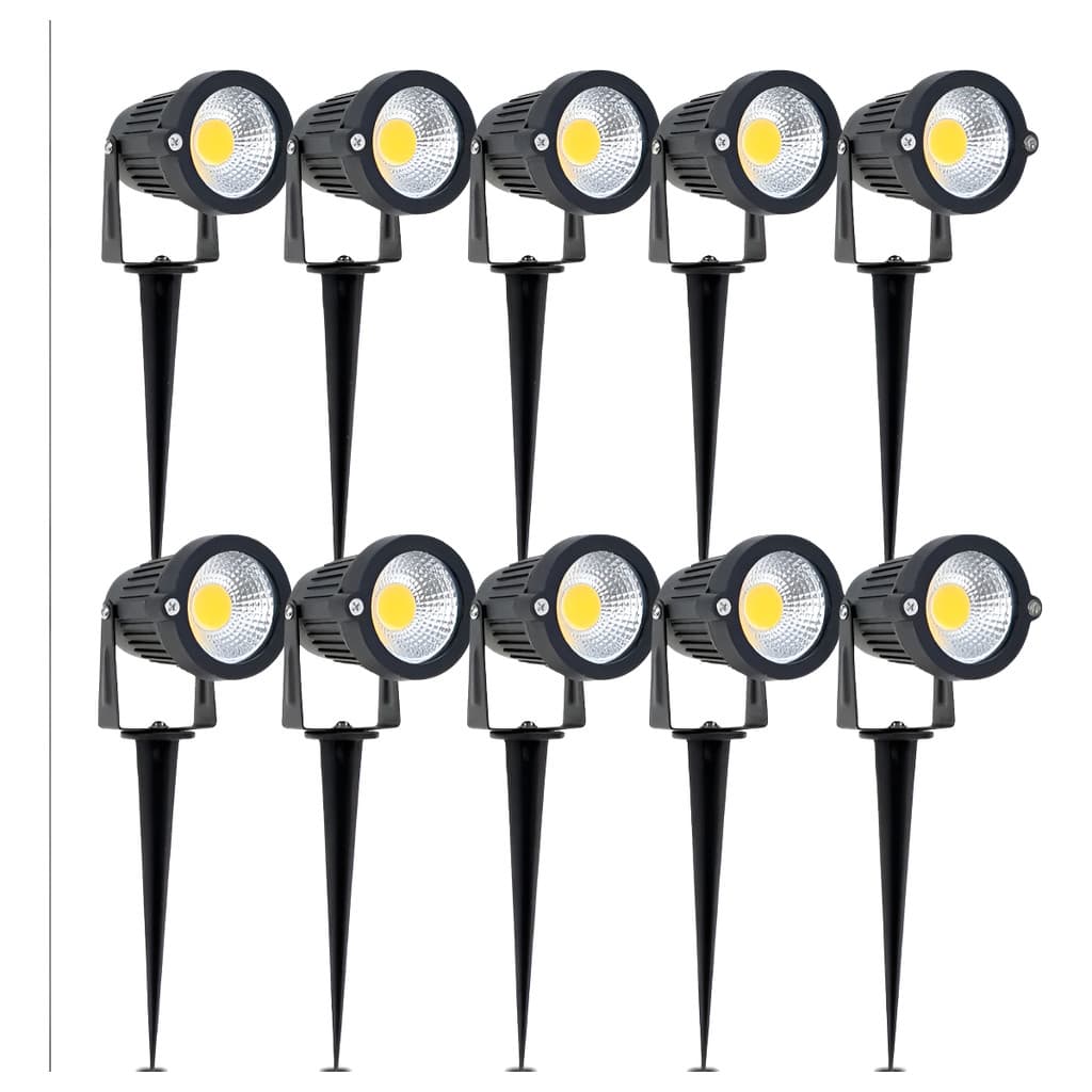 Kit 10 Luminária Espeto Jardim Cob 7w Cor Branco-quente Ip67