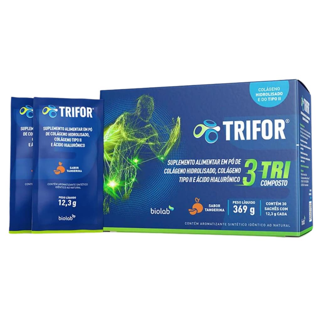 Trifor em Pó Colágeno Sabor Tangerina 30 Sachês de 12,3g