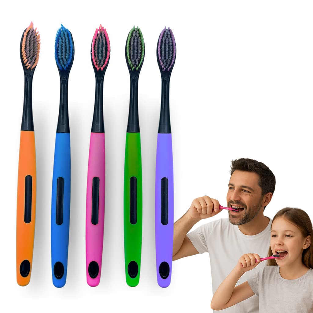 Kit 5 Unidades Escova De Dente Cerdas Macias Adulto Com Capa Protetora