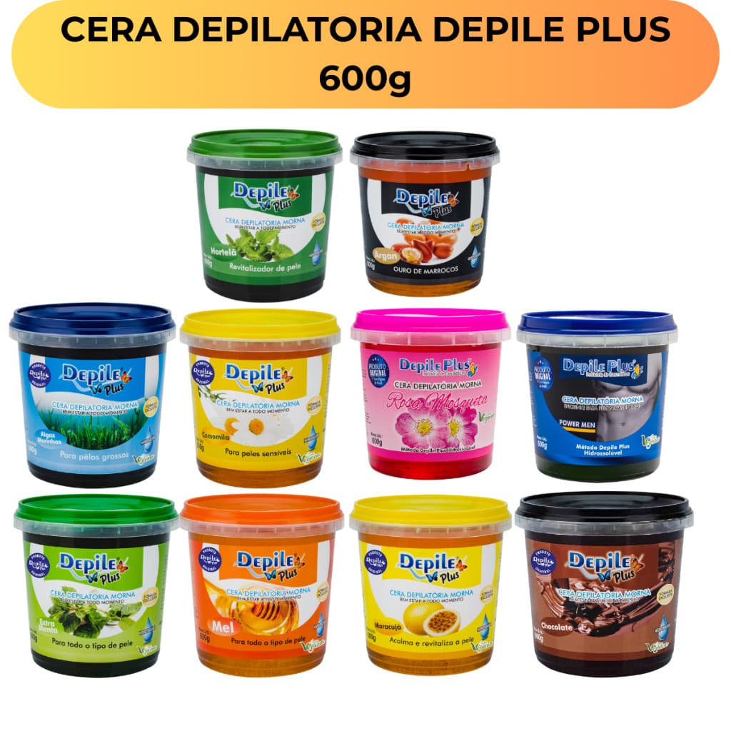 Cera Depilatória Corporal e Íntima Hidrossolúvel Vegana Depile Plus Profissional 600g