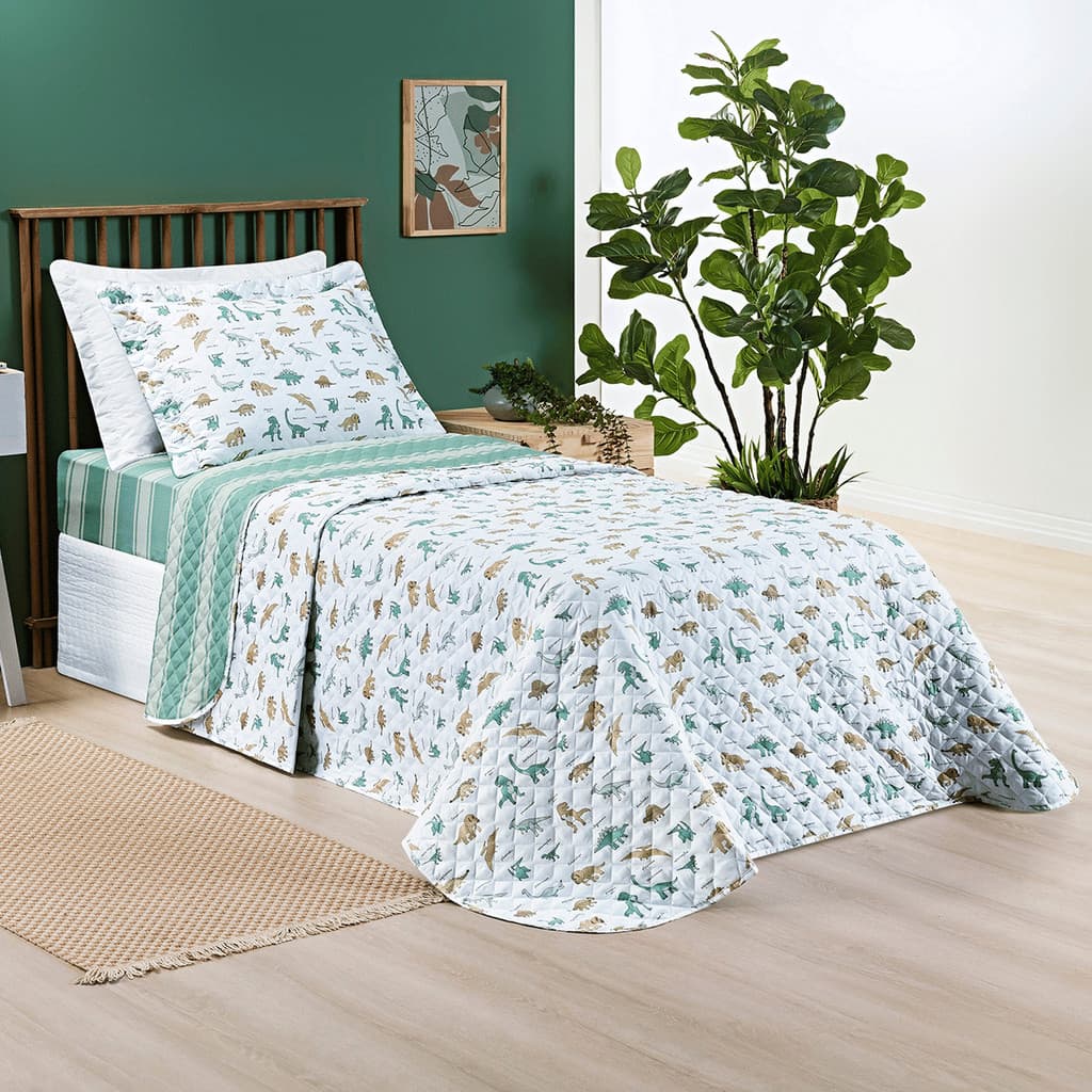 Cobre Leito Solteiro 2 Pçs Infantil 200 Fios Matelado Kit Bordado Dupla Face Colcha Estampado Tutti
