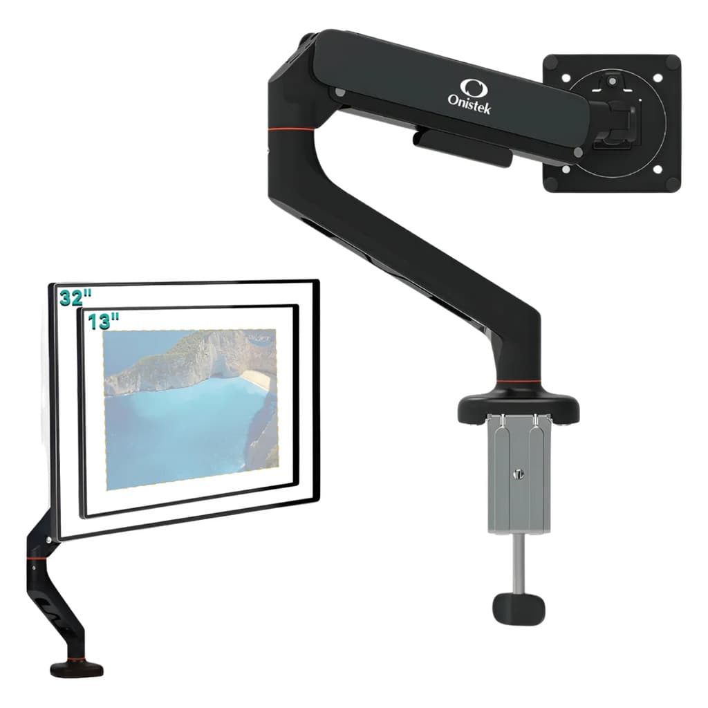 Suporte de Monitor Articulado Pistão a Gás 13" a 32" VESA 75x75 100x100 Onistek ON-F100