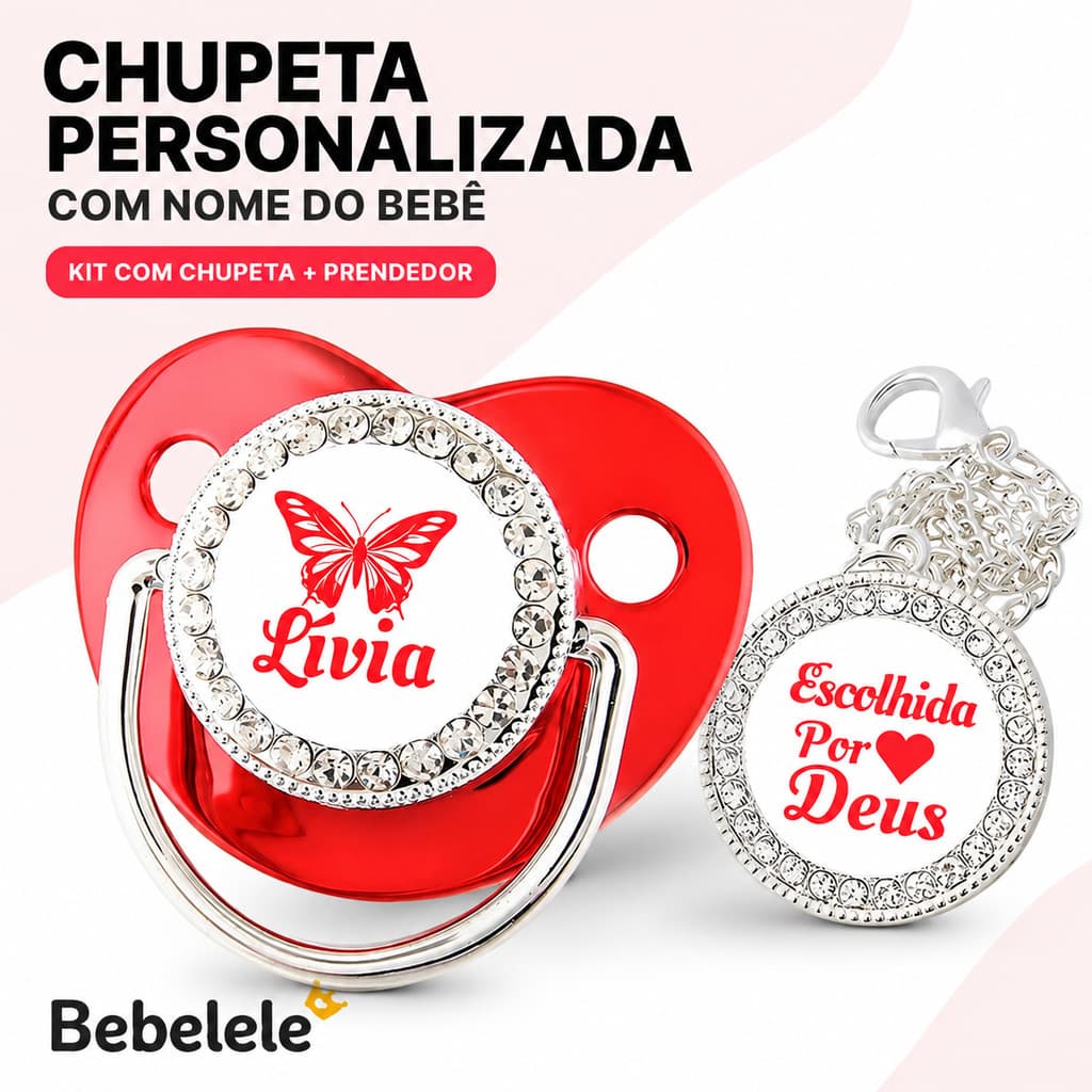 Chupeta ortodôntica para bebê, personalizada com o nome do bebê, chupeta de silicone BPA Free