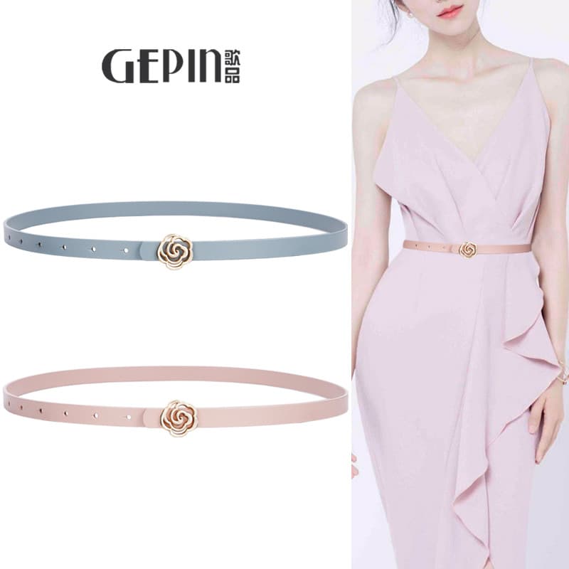 Cinto fino feminino Retro couro decoração terno combinando vestido cintura estreita 2026 novo estilo preto rosa branco c