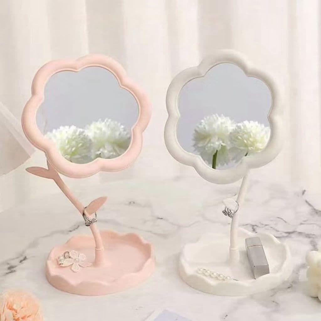 Kit 6 ou 12 Espelho de Mesa Formato Flor Espelho Para Maquiagem Decorativo Quarto Penteadeira