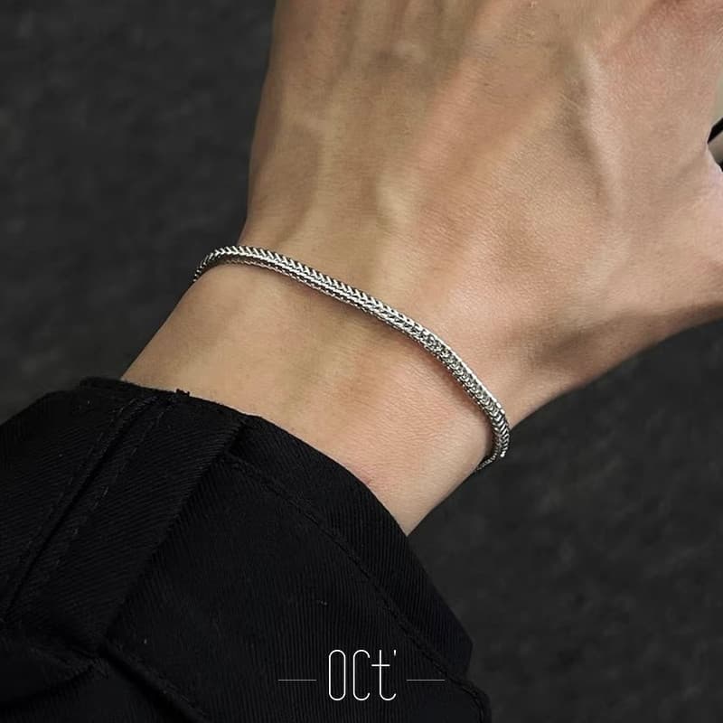 pulseira masculina pulseira Pulseira de osso de cobra, masculina, feminina, aço de titânio, nicho não desbotado, High-En