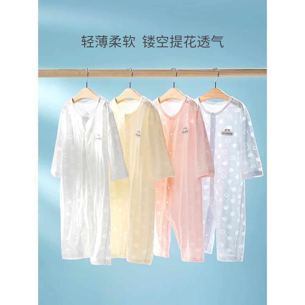Pijamas do bebê verão puro algodão macacão bebê ar condicionado roupas de manga comprida fino macacão recém-nascido roup