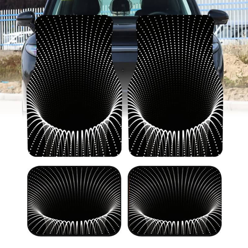 4 unidades de armadilha Visual preta e branca com furo preto para pés de carro, tapetes internos de carro estilo Hyundai