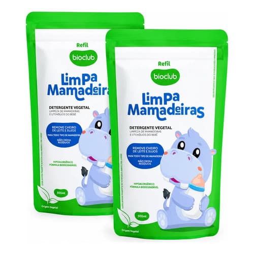 Kit 2 Refis Limpa Mamadeiras E Chupeta Bioclub 500ml Vegano
