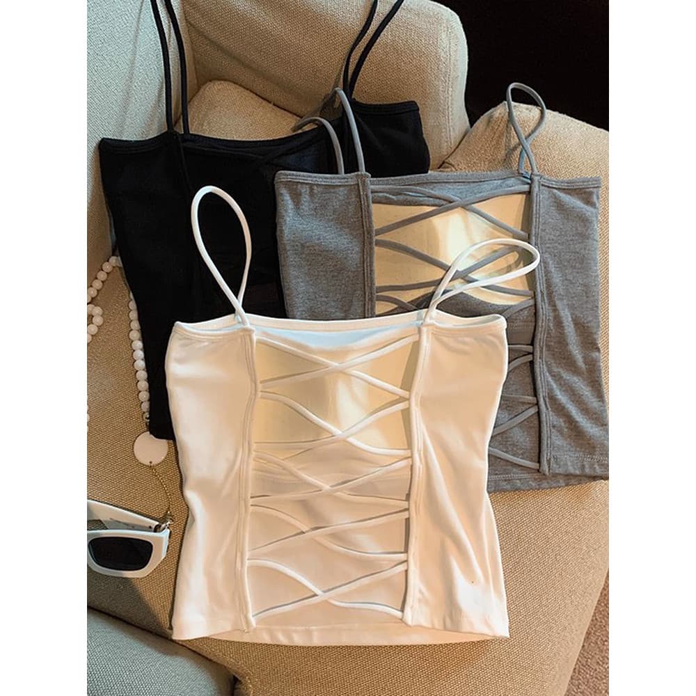 Camisola pequena cinza com almofada no peito, roupa interna feminina, verão, roupa íntima, Halter, costas bonitas, sutiã