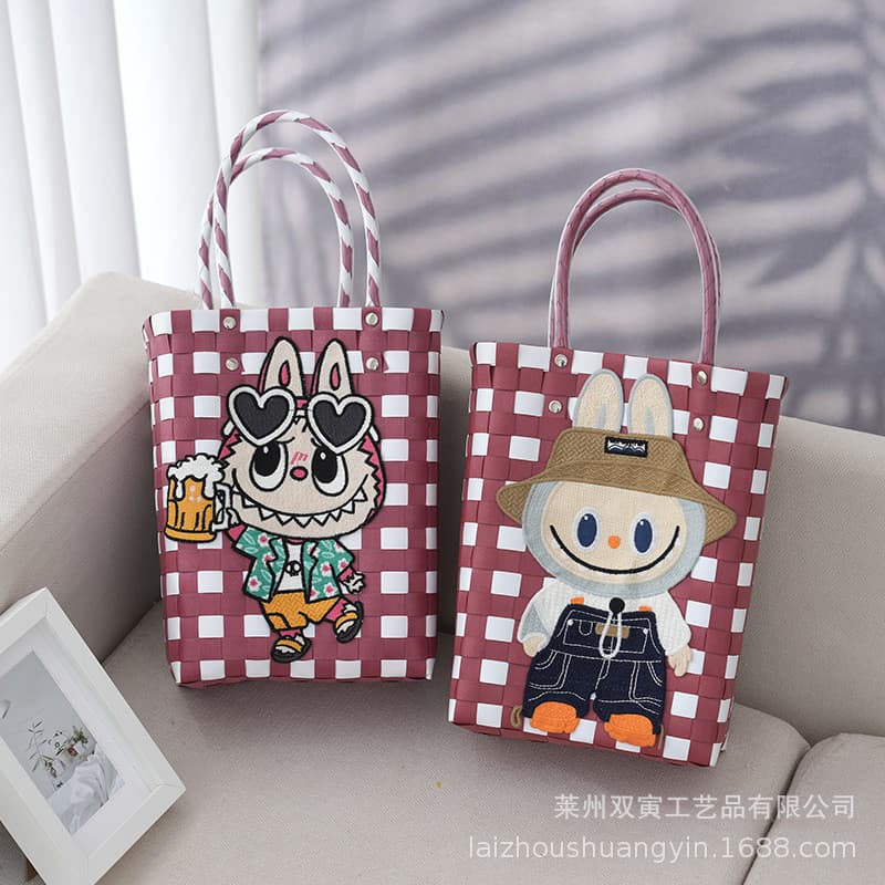 Desenhos animados Rabu pano mão-tecido cesta de vegetais senhoras bolsa mão-tecido crianças saco de presente