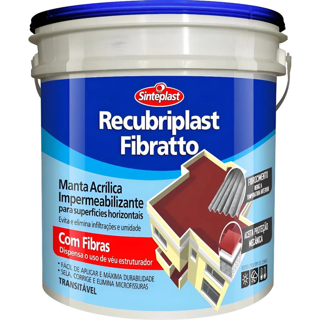 Manta Liquida Fibratto Impermeabilizante Com Fibra Contra Infiltracao Laje Telhado 3,6kg Cor Branco