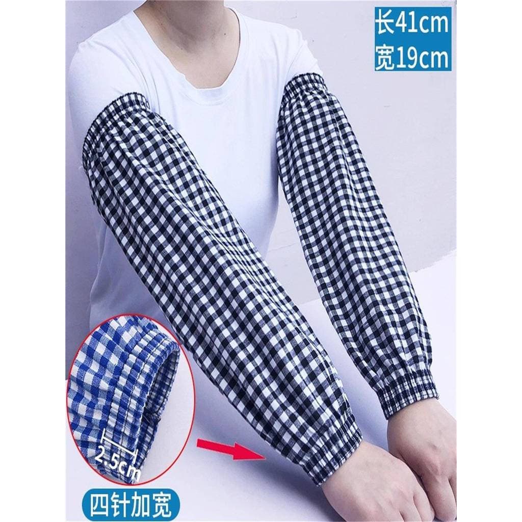Manga masculina estilo trabalho resistente ao desgaste alongado Extra grande manga de algodão puro grosso xadrez estilo
