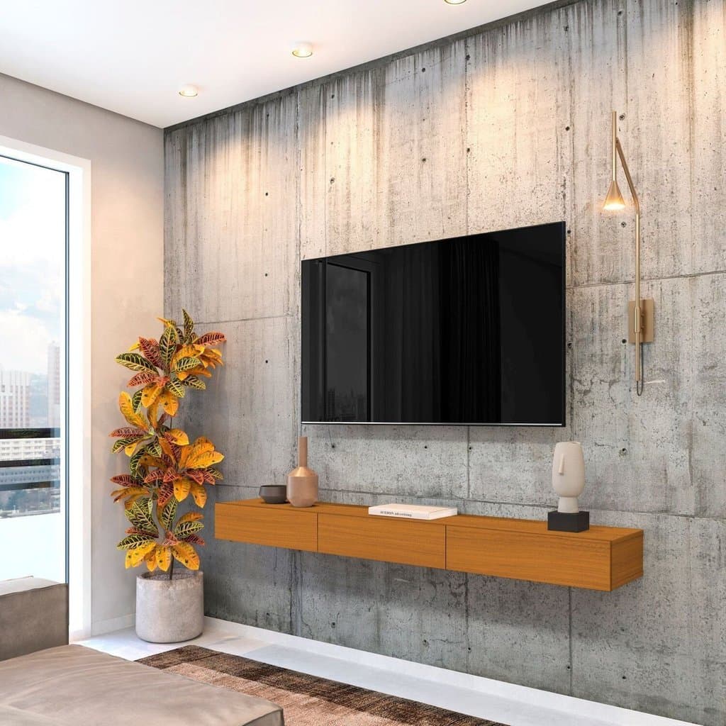 Rack Suspenso para TV até 55 Polegadas 100% MDF 155cm Marrom Cedro Cedro
