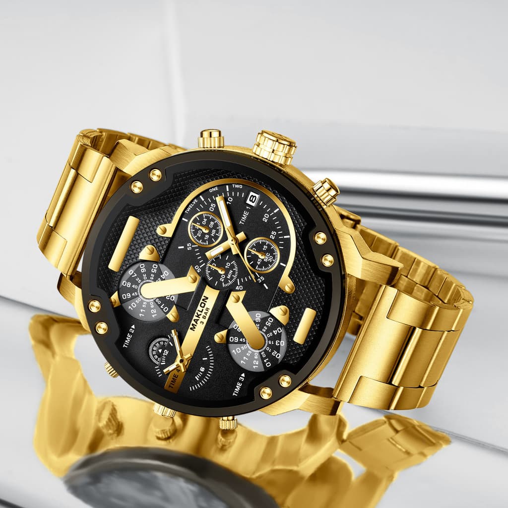 Relógio moderno com mostrador grande exclusivo masculino multifuncional esportivo relógio de quartzo Fashion