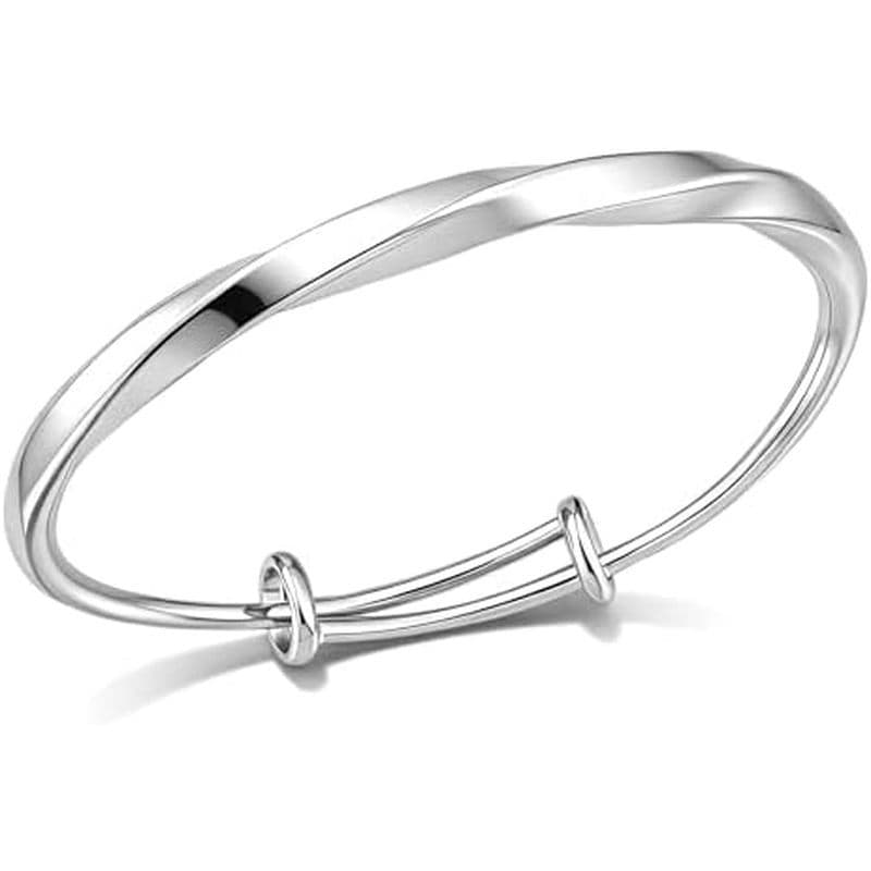 Pulseira Mobius De Prata Ajustável Para Mulheres De Punho Torcida Aberta