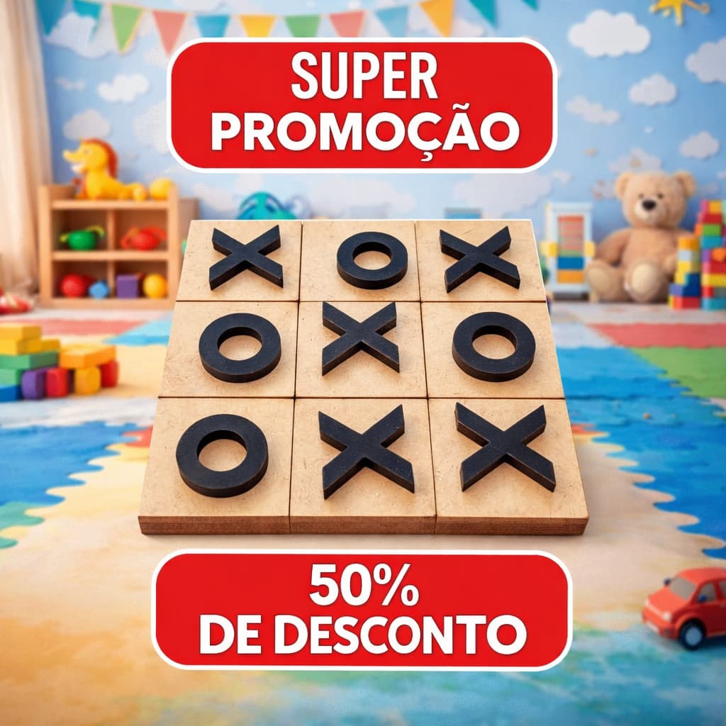 Kit 30 Lembrancinhas Jogo da Velha MDF - Aniversário Infantil e Festa Escolar - Educativo e Barato