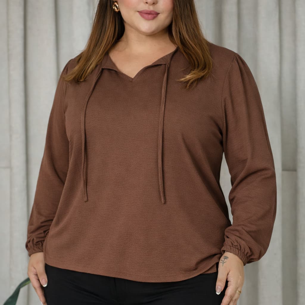 Blusa Plus Size feminina social Elegante Premium Moda Evangélica MANGA LONGA Casual Trabalho Passeio