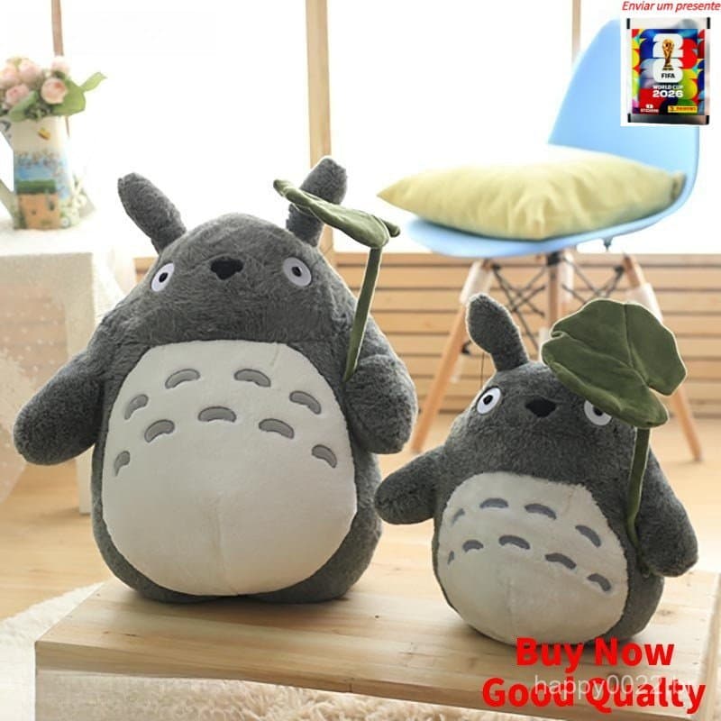 Totoro Gato De Pelúcia Brinquedo Bonito Anime Figura Boneca Com Folha De Lótus Crianças Brinquedos De Aniversário（Enviar