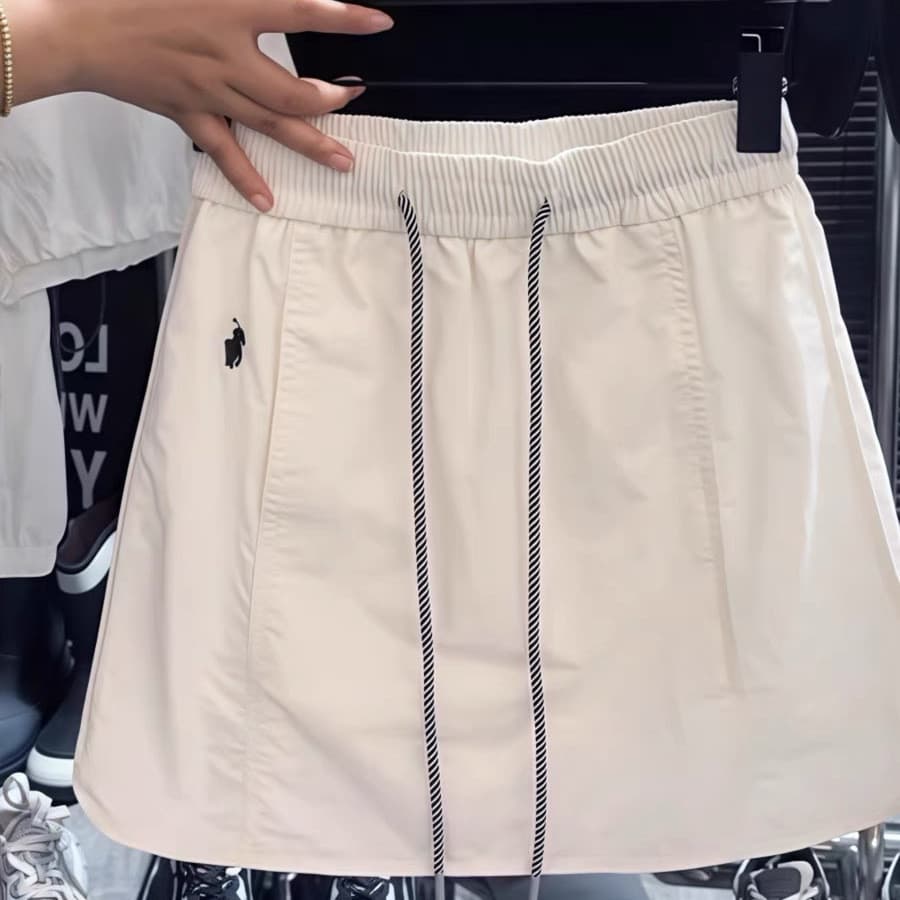Pônei bordado esportes Casual Workwear saia curta feminina verão 2025 novo estilo estilo Preppy pequena saia linha a