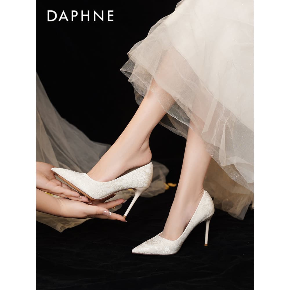 Daphne francês salto alto feminino verão 2026 novo estilo novo estilo chinês apontou Toe sapatos com vestido de casament