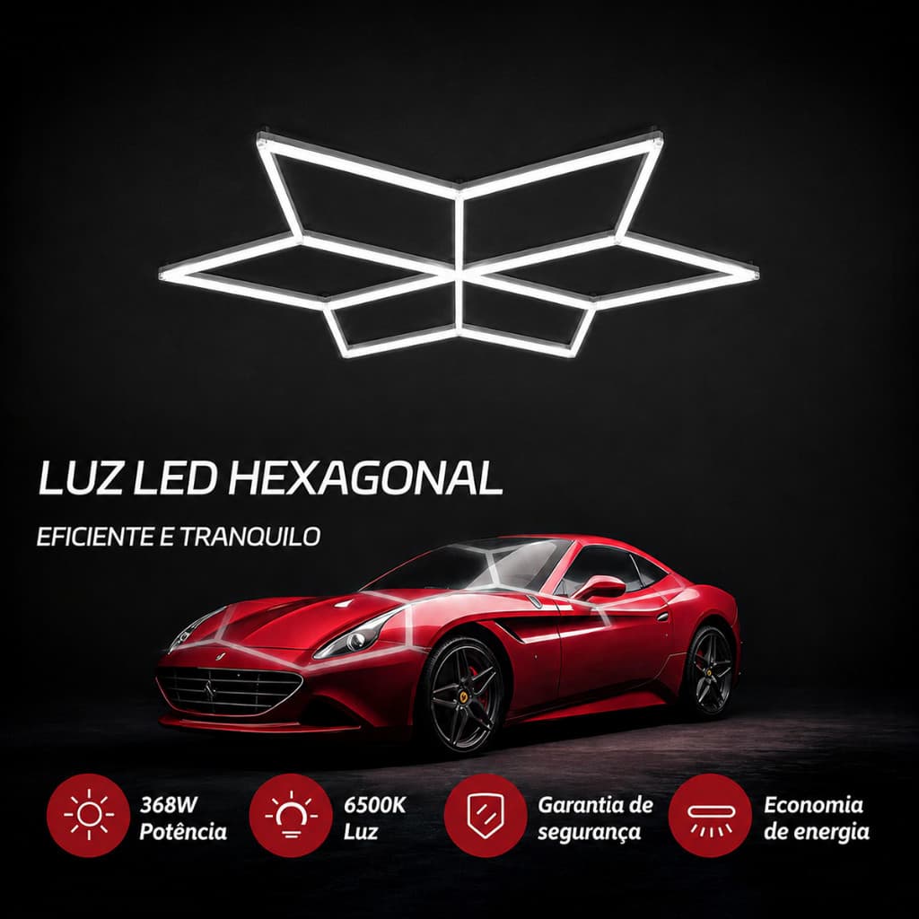 Luz Colmeia LED 6500K 18 Peças DIY Efeito Floco de Neve Branco Frio, Bivolt Para Garagem e Barbearia