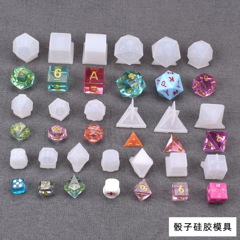 Zongbo diy cristal epóxi molde pingente dados Multi-especificação número jogo molde de Silicone pronto estoque