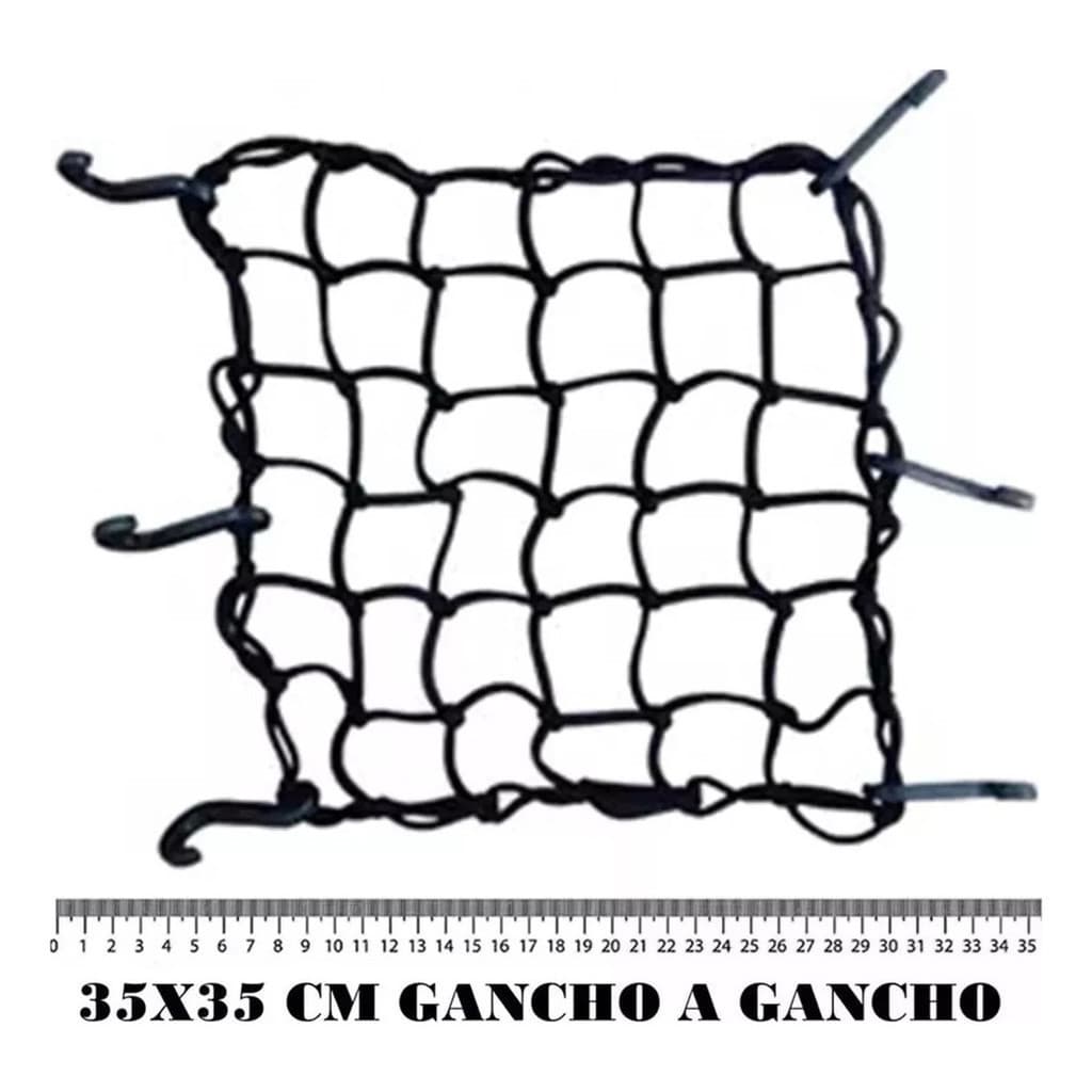 Rede Elástica Preta Moto / Bagageiro / Bau Redinha - 35 X 35