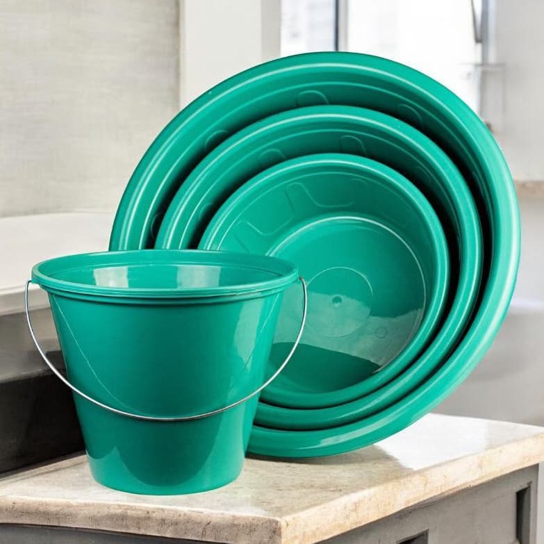Kit Lavanderia com 3 Bacias 28L + 15L + 7,5L e 1 Balde 5,5L Multiuso Utilidades